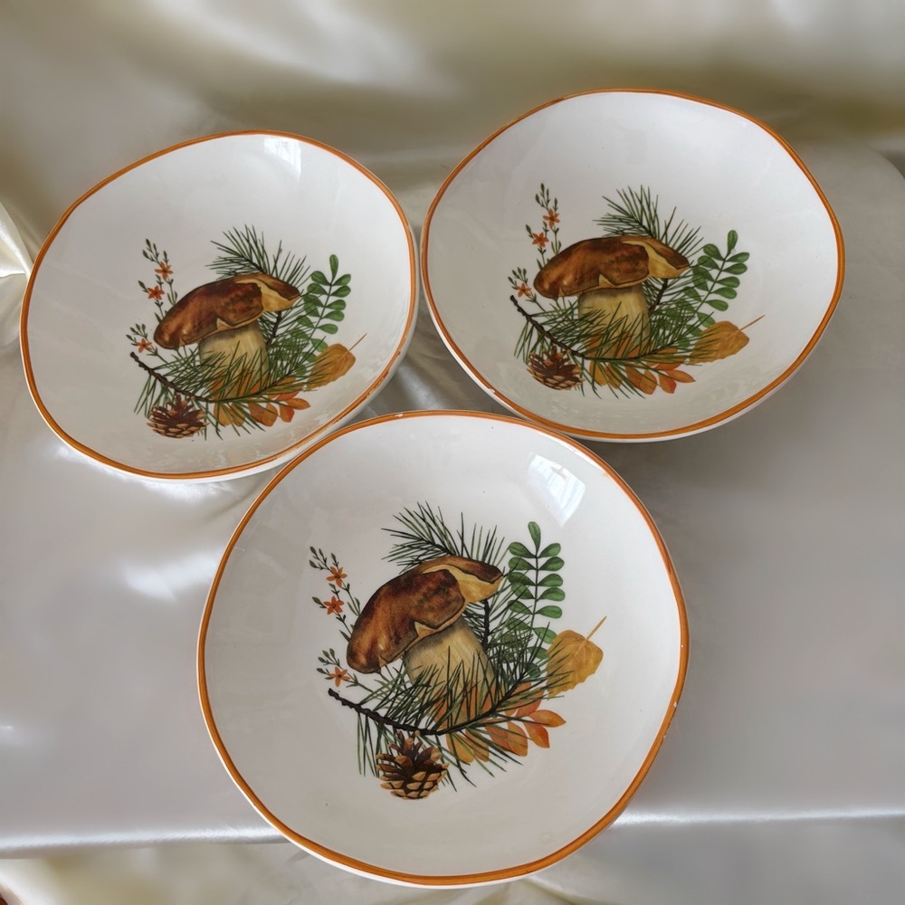 Ceramica Cuore mushroom bowls set of 3 made in Italy